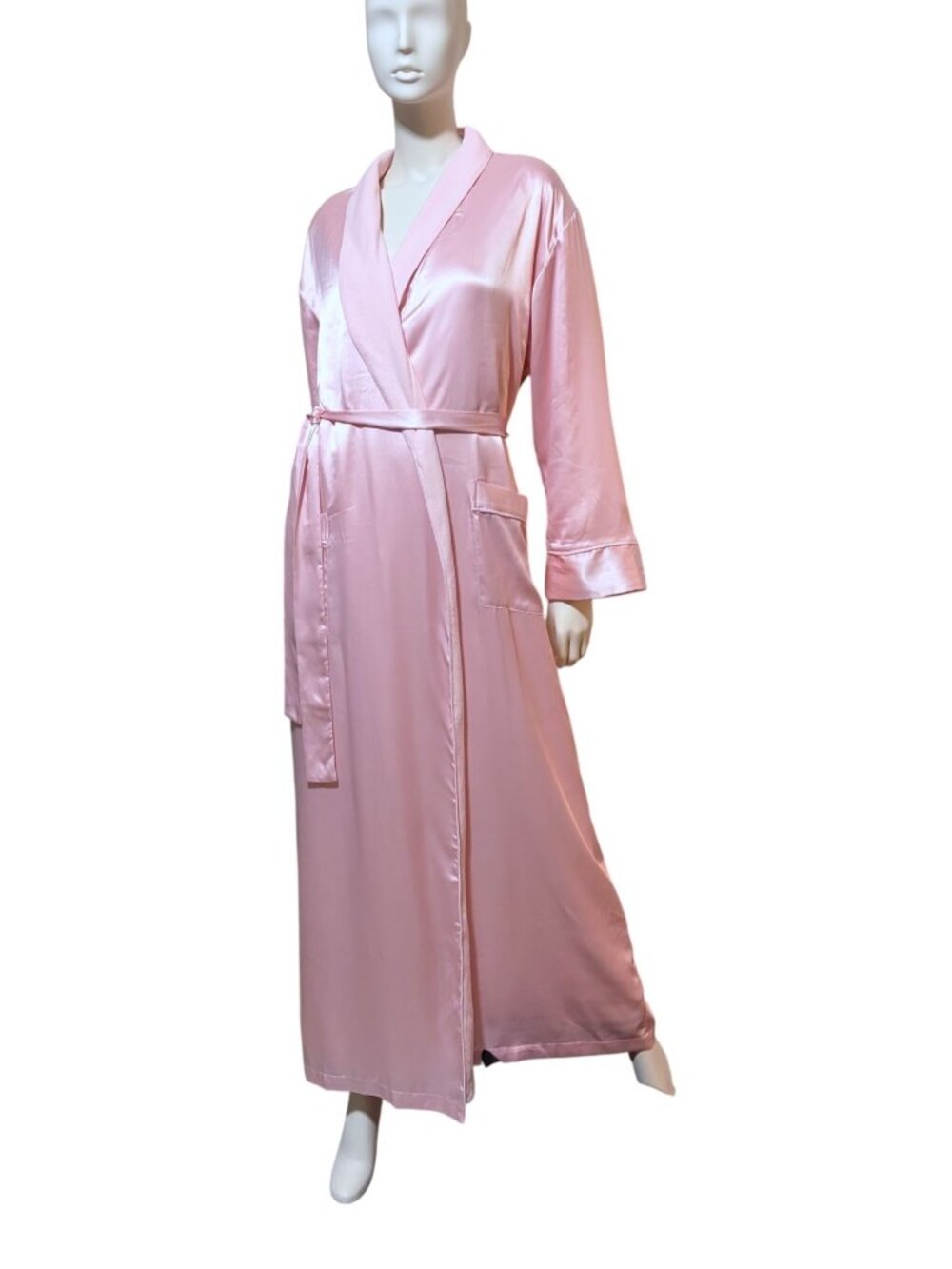 Y2K Victoria's Secret Fleece Lined Robe L Full Length Belted Satin Romantic